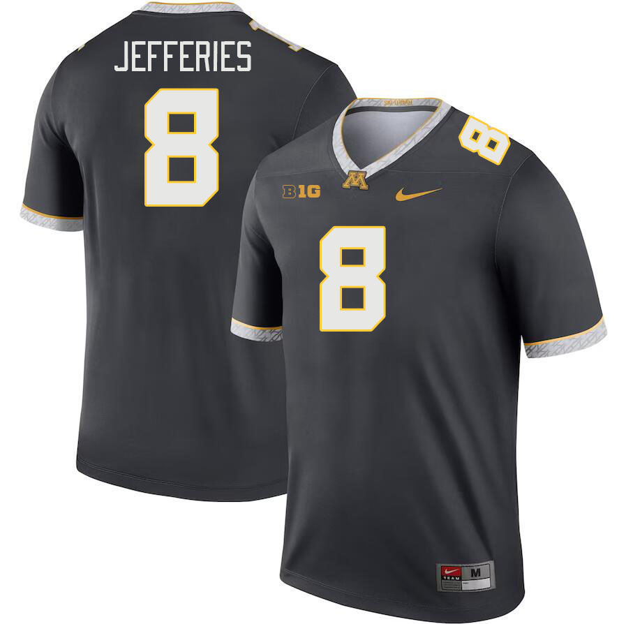 Men #8 Darnell Jefferies Minnesota Golden Gophers College Football Jerseys Stitched-Charcoal - Click Image to Close